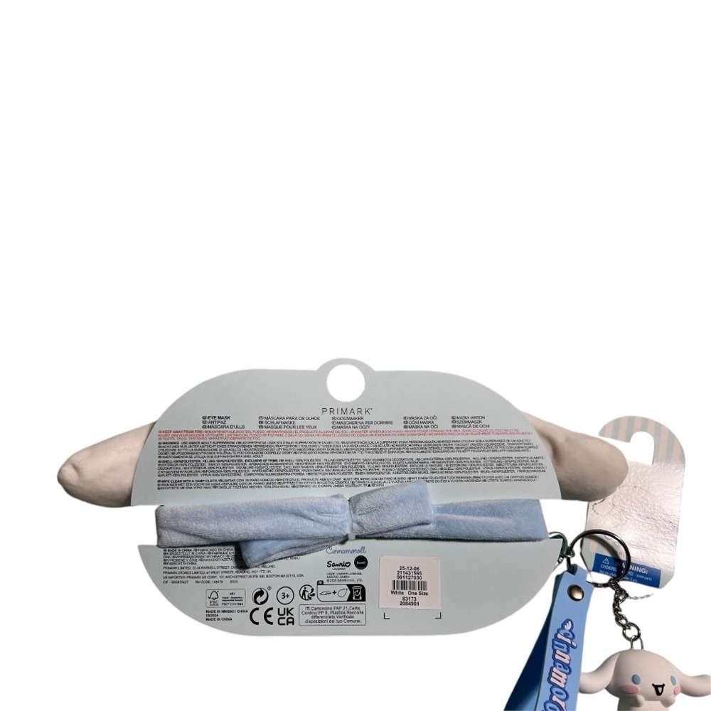 Cinnamoroll Plush Sleep Mask & Keychain Set White Blue Hello Kitty NEW - Picture 3 of 5